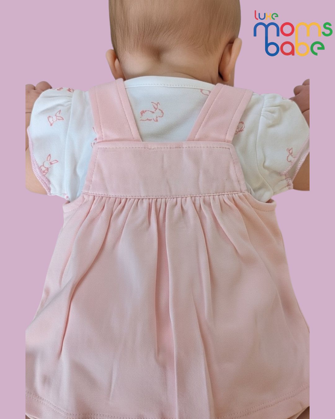 baby girl pink & white pinafore dress set