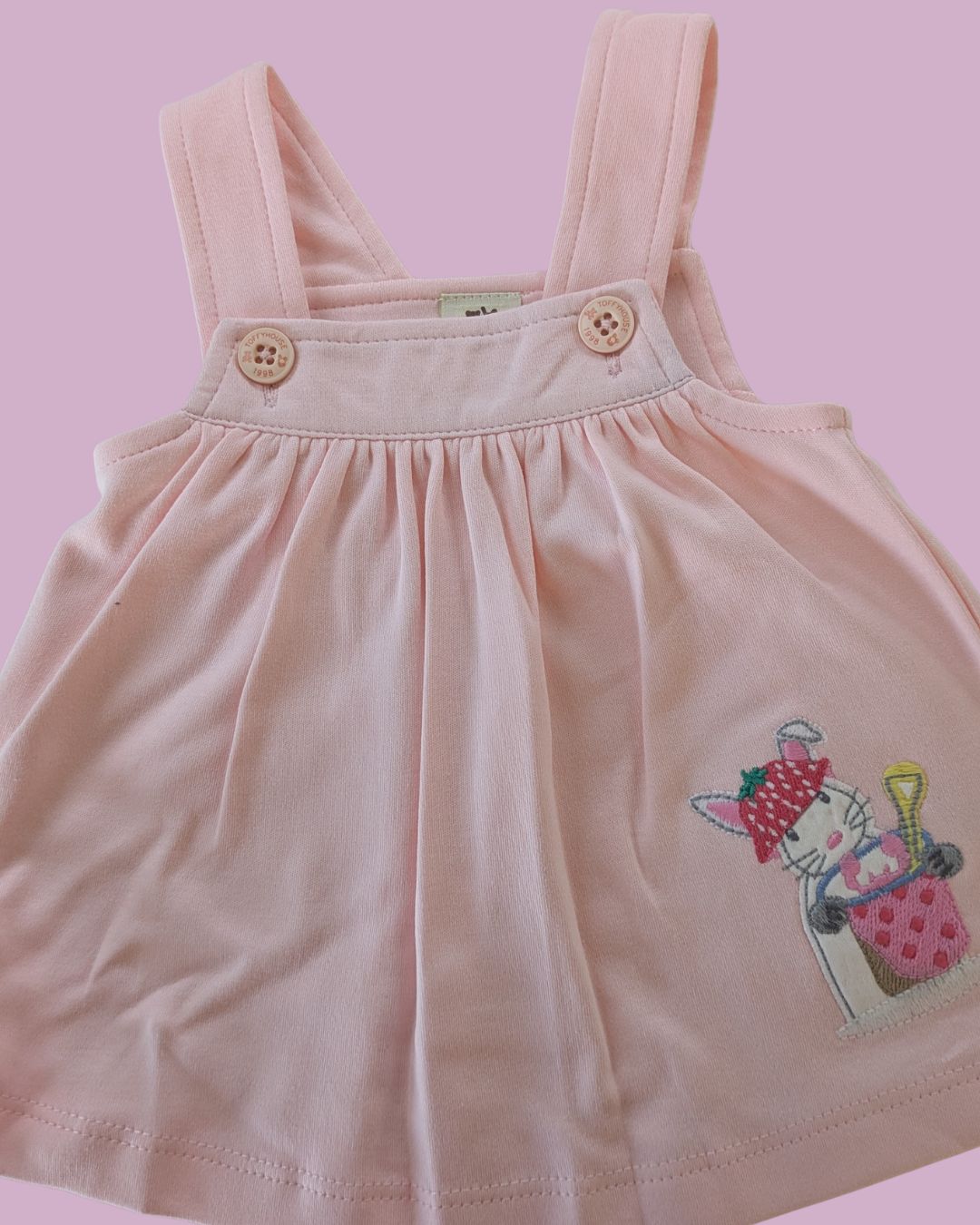 baby girl pink & white pinafore dress set