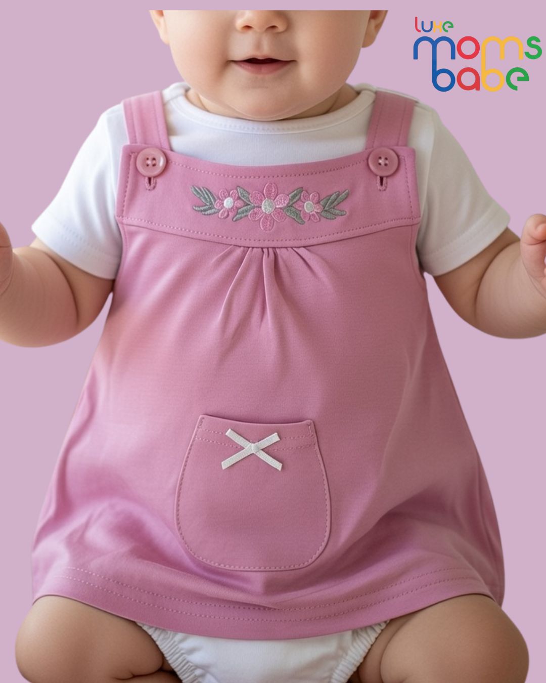 baby girl pink & white pinafore dress set