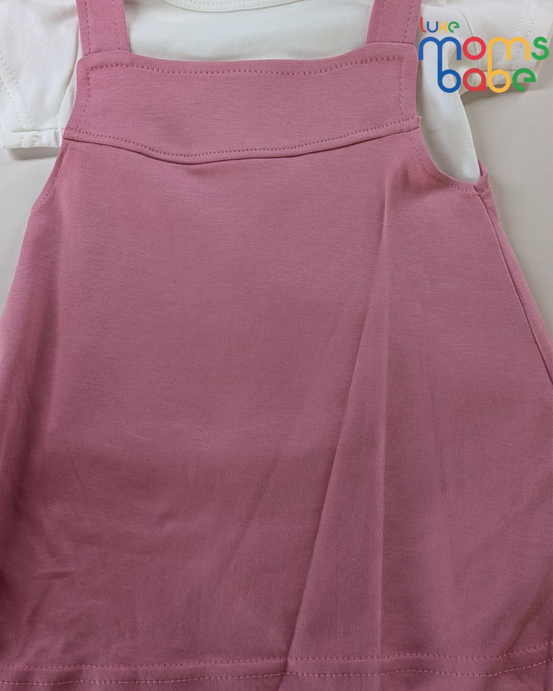 baby girl pink & white pinafore dress set