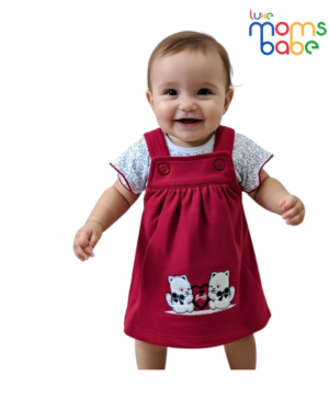 baby girl red pinafore dress set