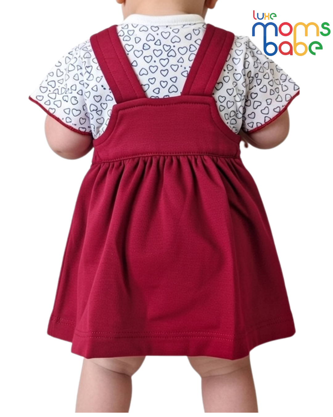 baby girl red pinafore dress set