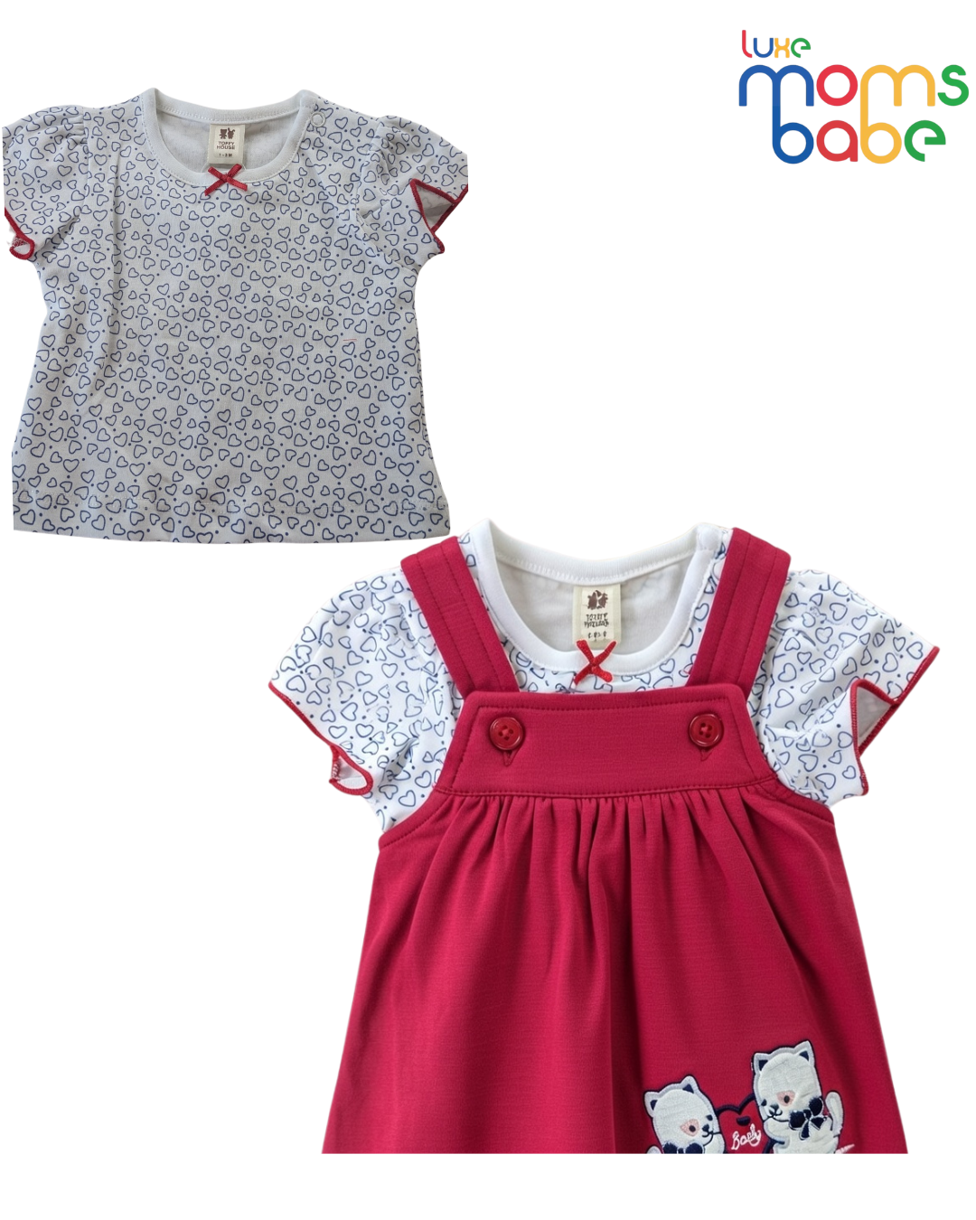 baby girl red pinafore dress set