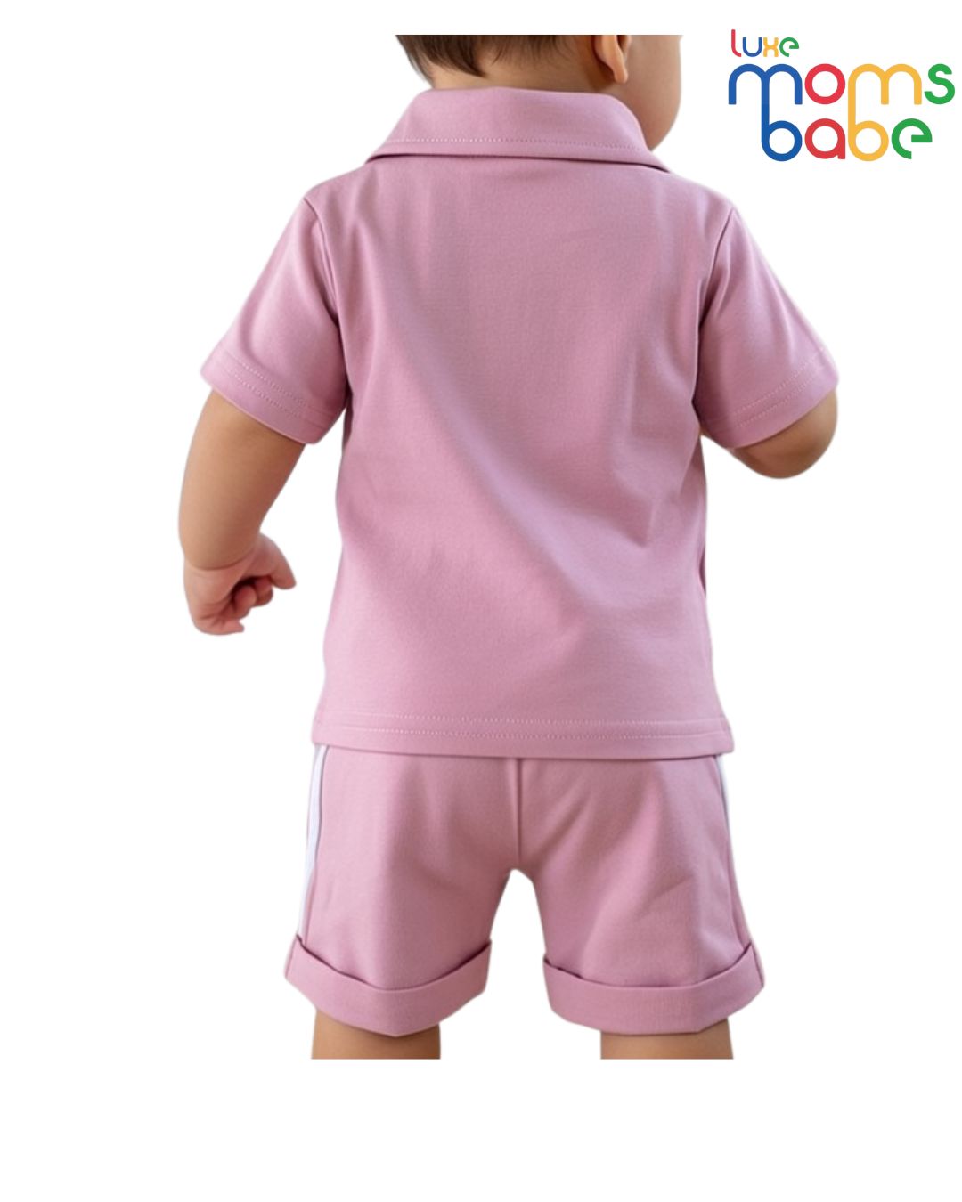 baby boy pink and white shirt and shorts set