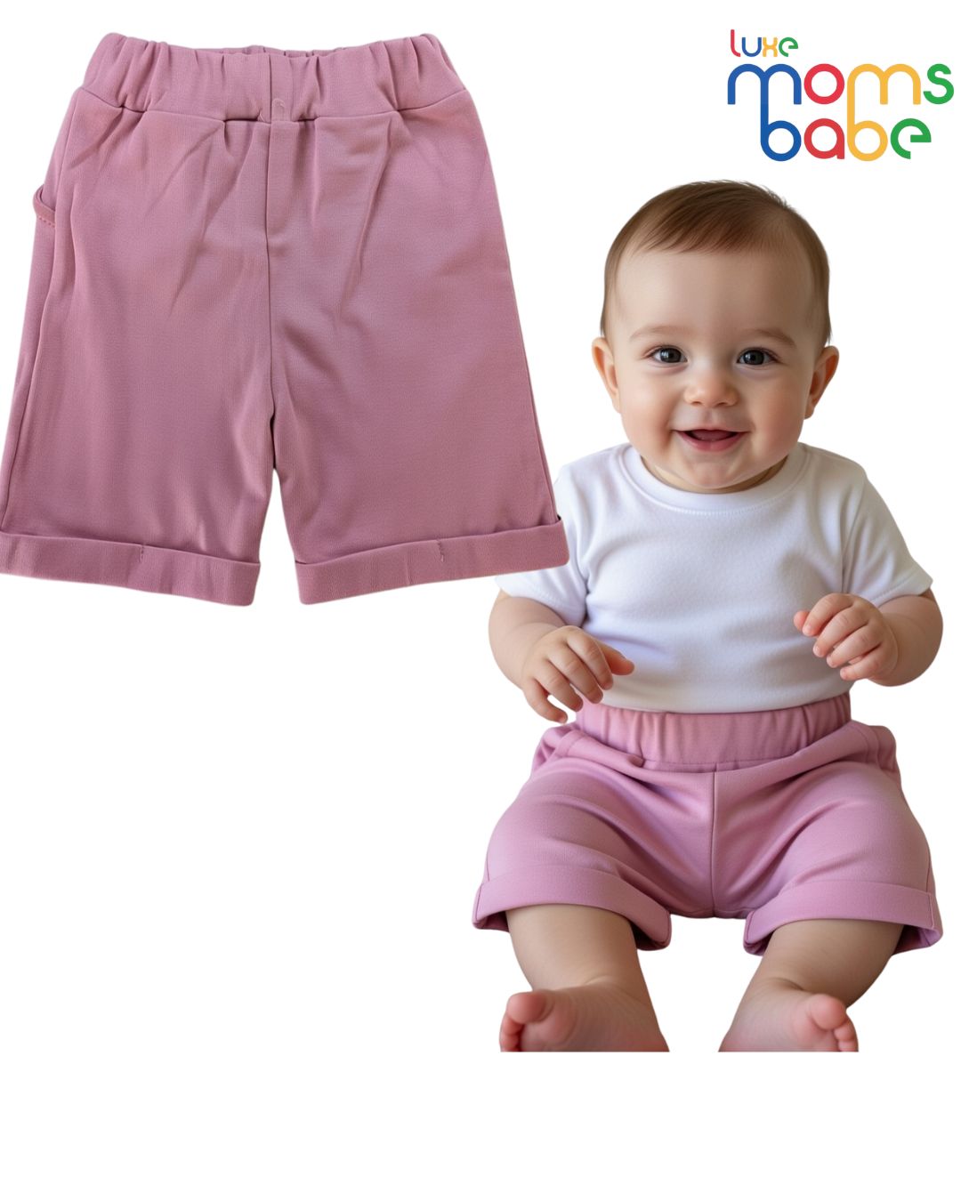 baby boy pink and white shirt and shorts set