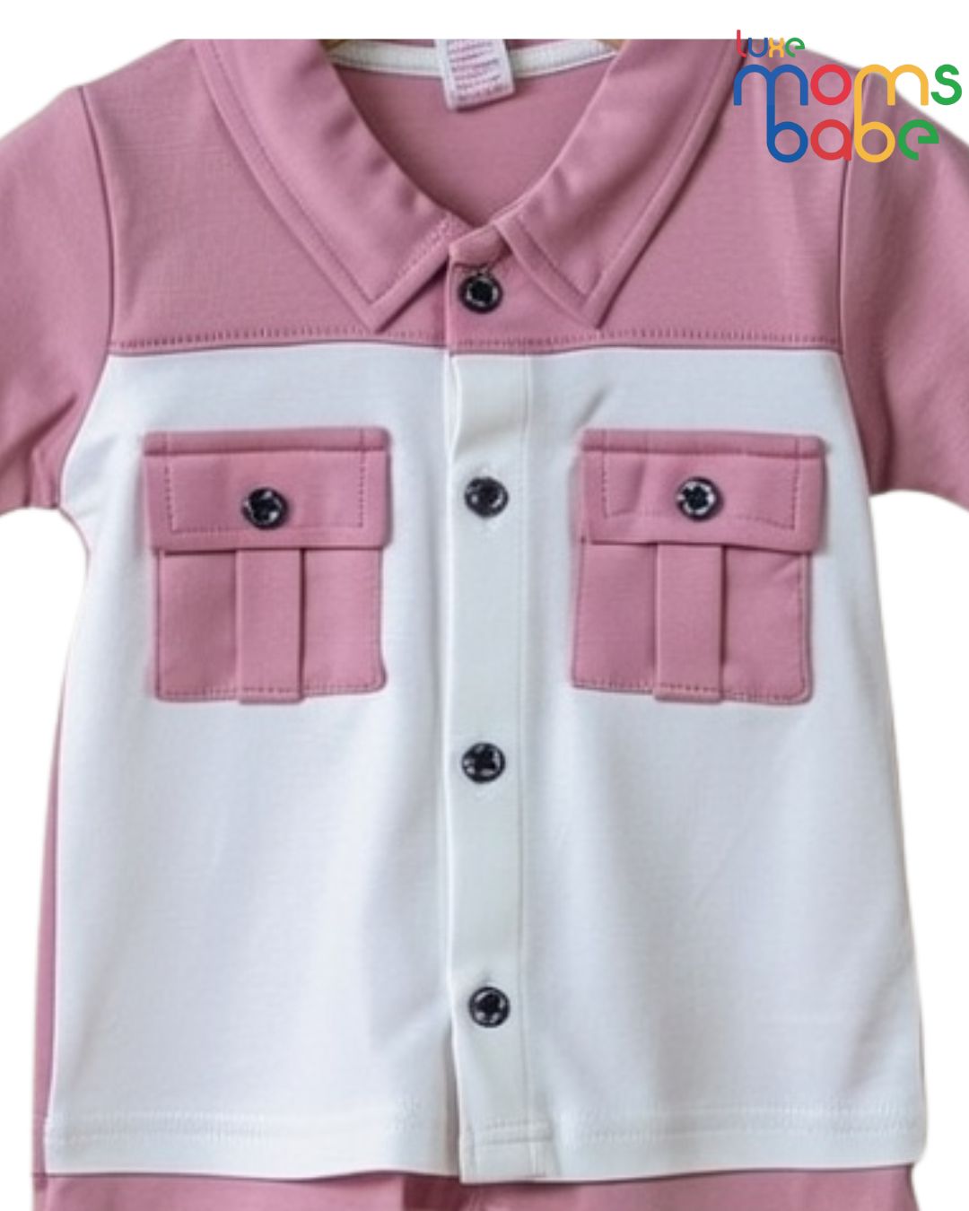 baby boy pink and white shirt and shorts set
