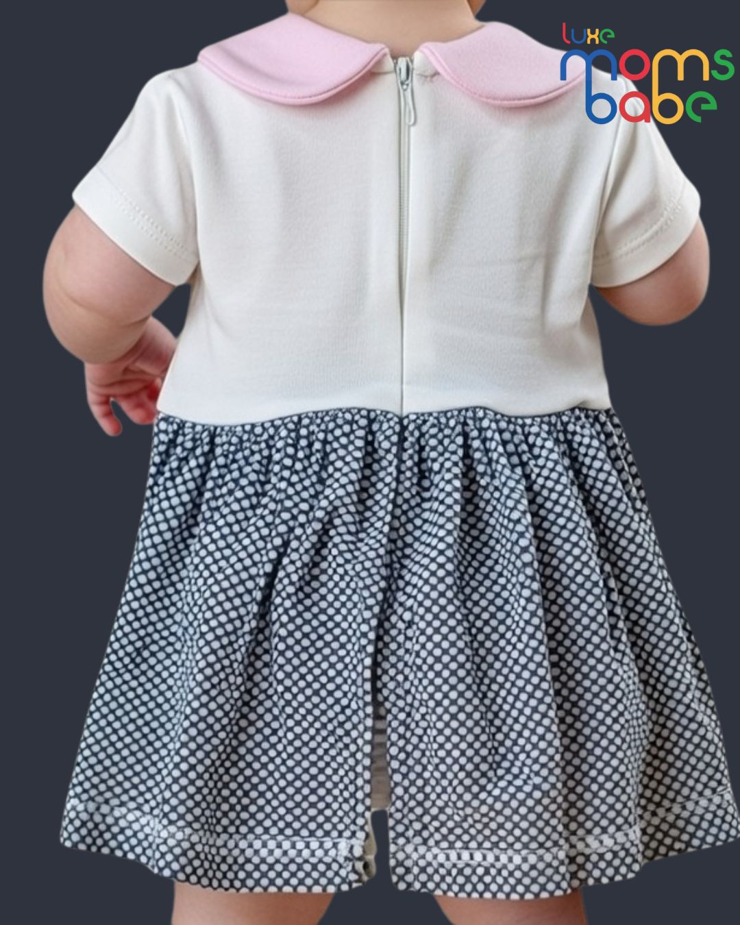 baby girl white & navy blue pinafore dress bloomer set