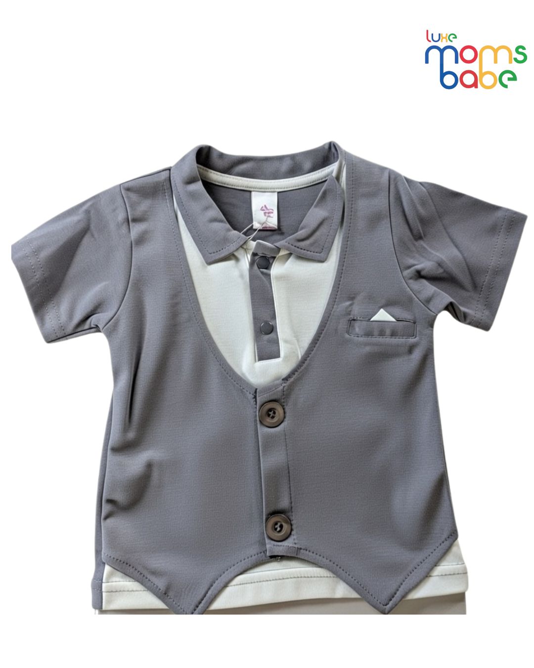 baby boy gray formal romper outfit set