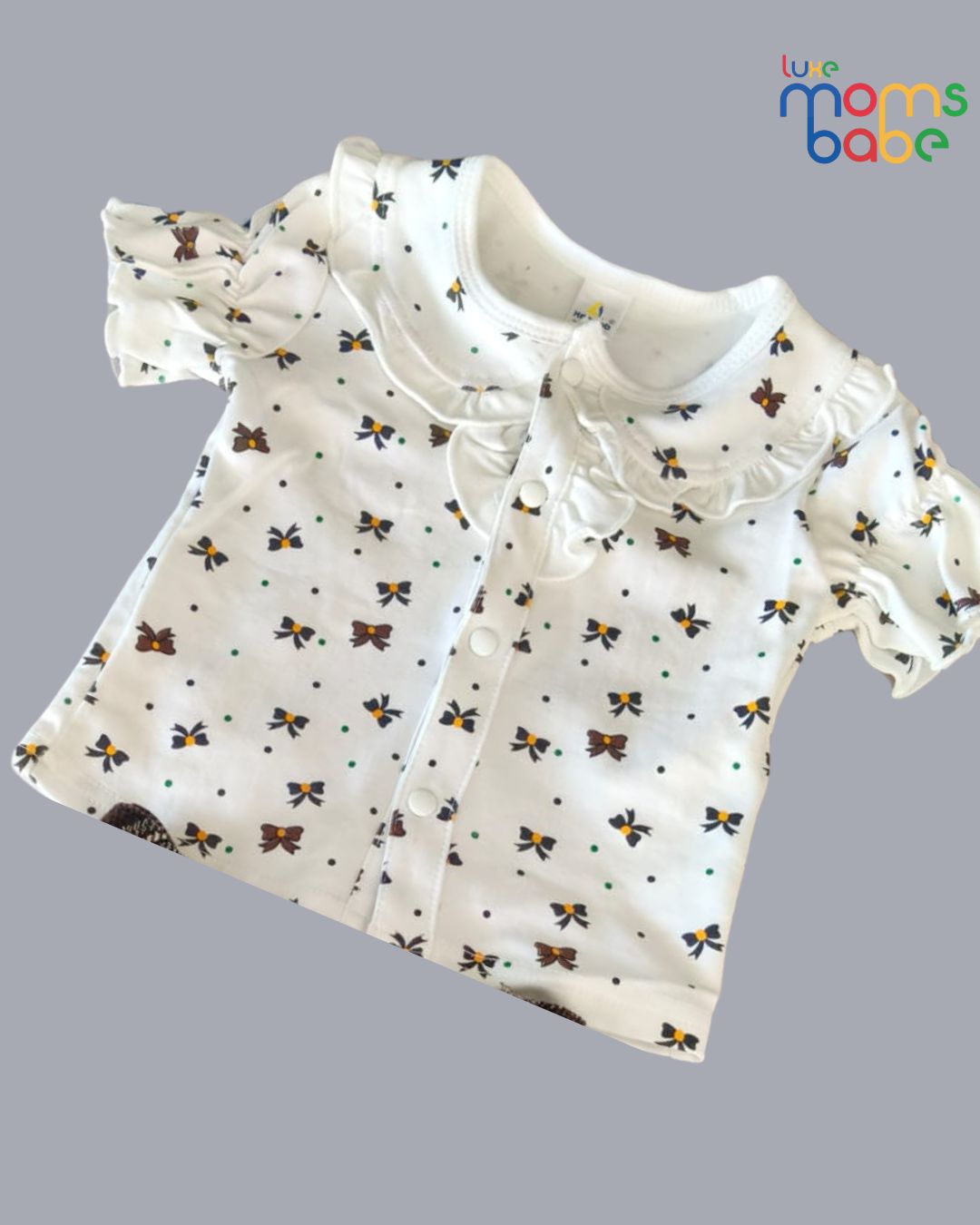 baby girl two piece set – white top & dark brown plaid skirt