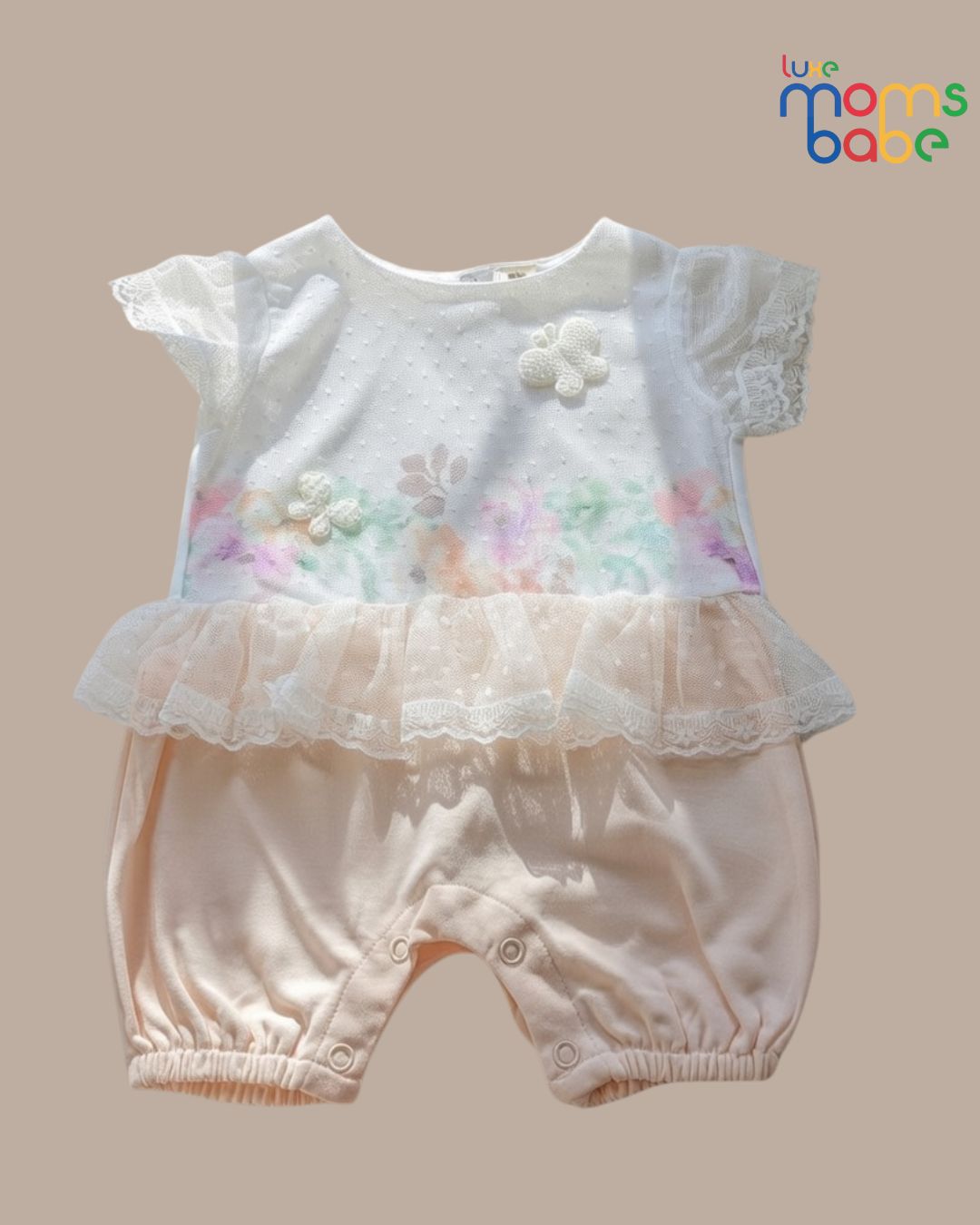 baby girl white & cream romper dress or a onesie dress