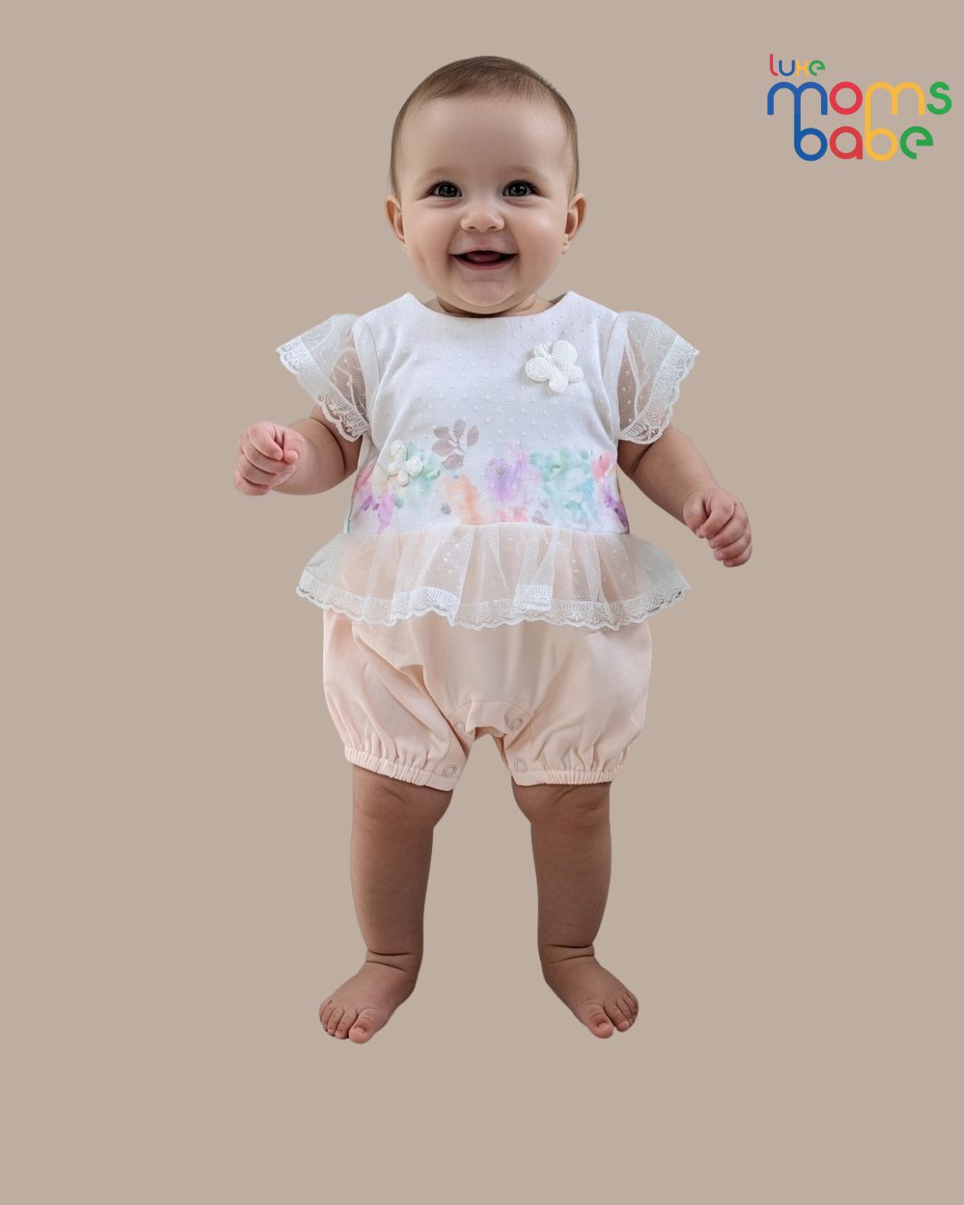 baby girl white & cream romper dress or a onesie dress