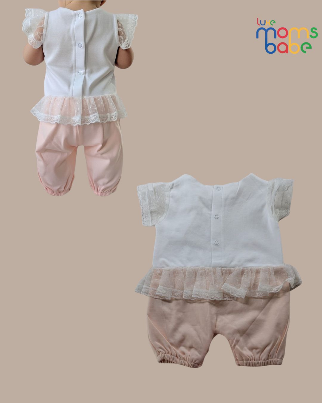 baby girl white & cream romper dress or a onesie dress
