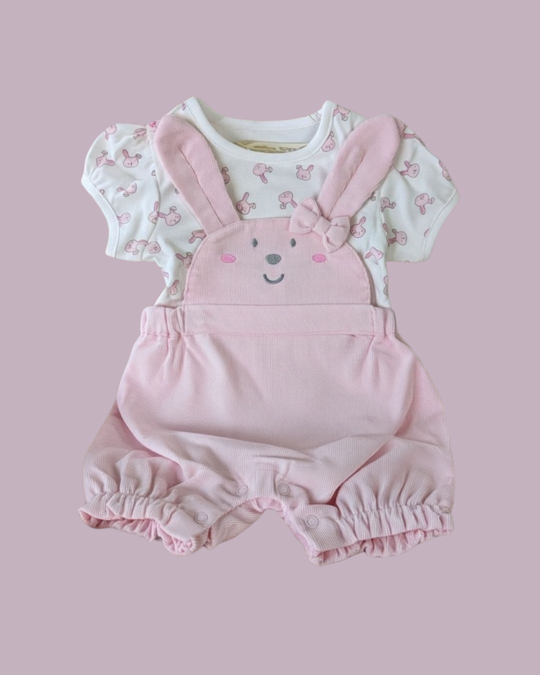 baby girl white & pink dungaree or pinafore dress sets with separate short sleeved white t shirt