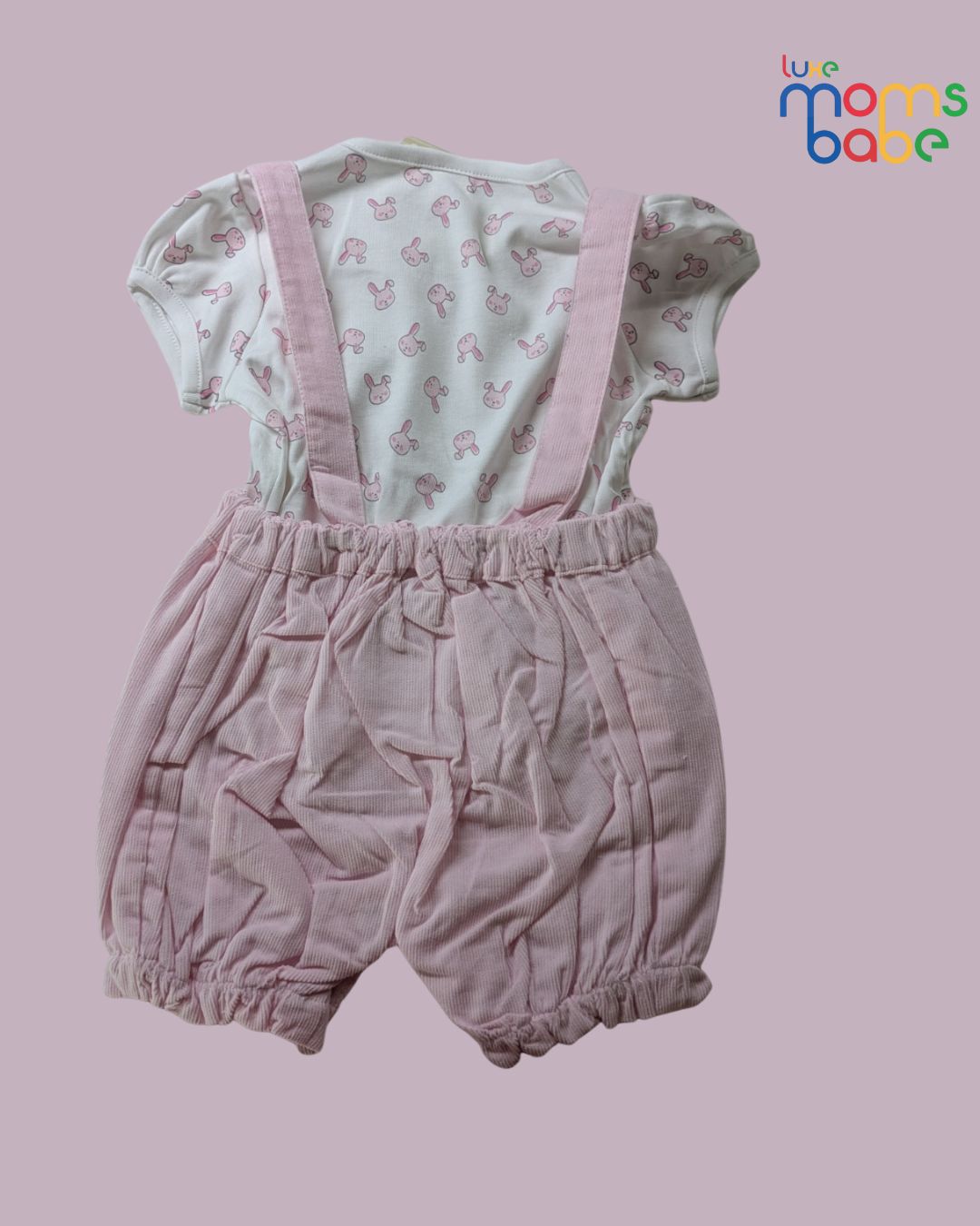 baby girl white & pink dungaree or pinafore dress sets with separate short sleeved white t shirt