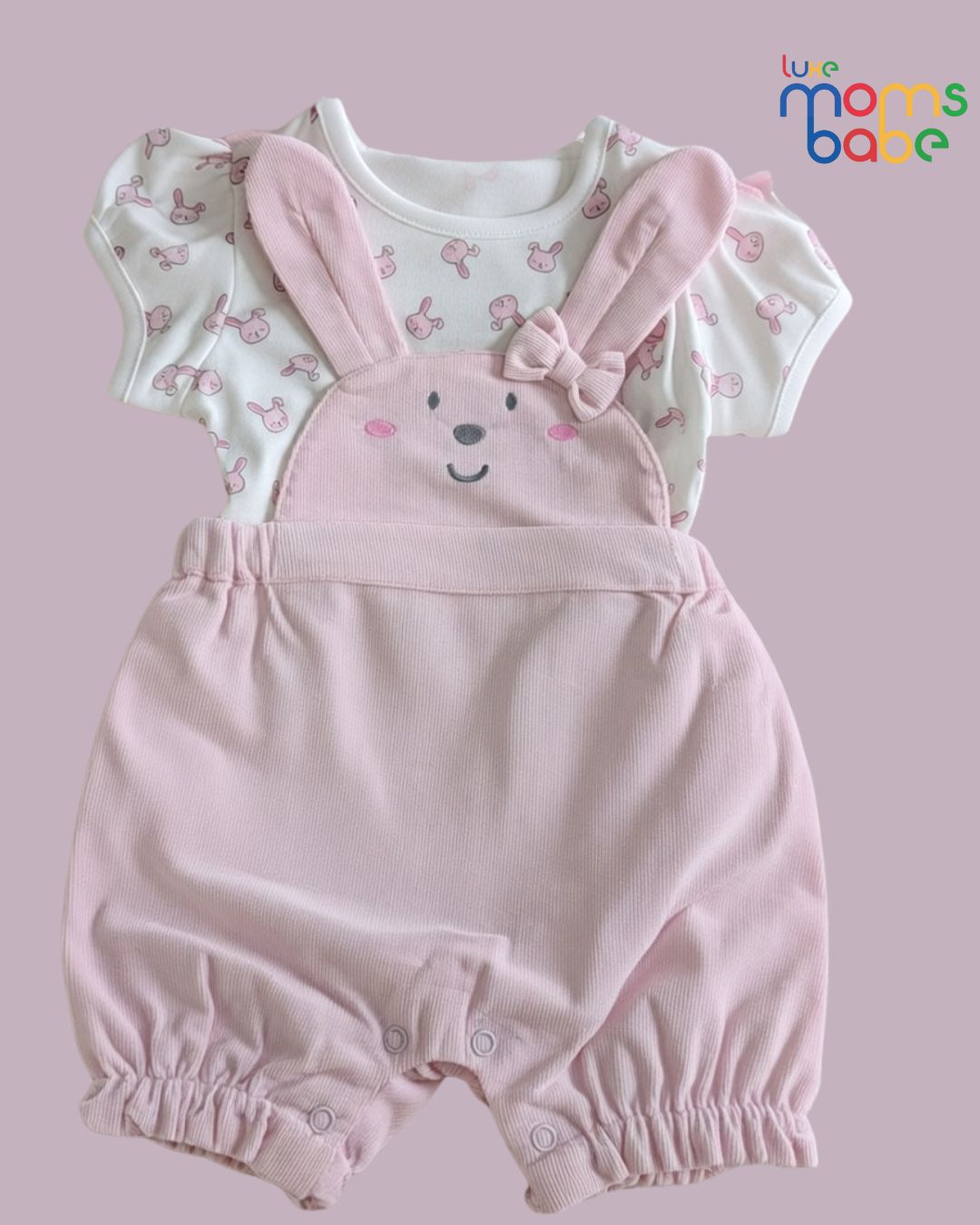baby girl white & pink dungaree or pinafore dress sets with separate short sleeved white t shirt