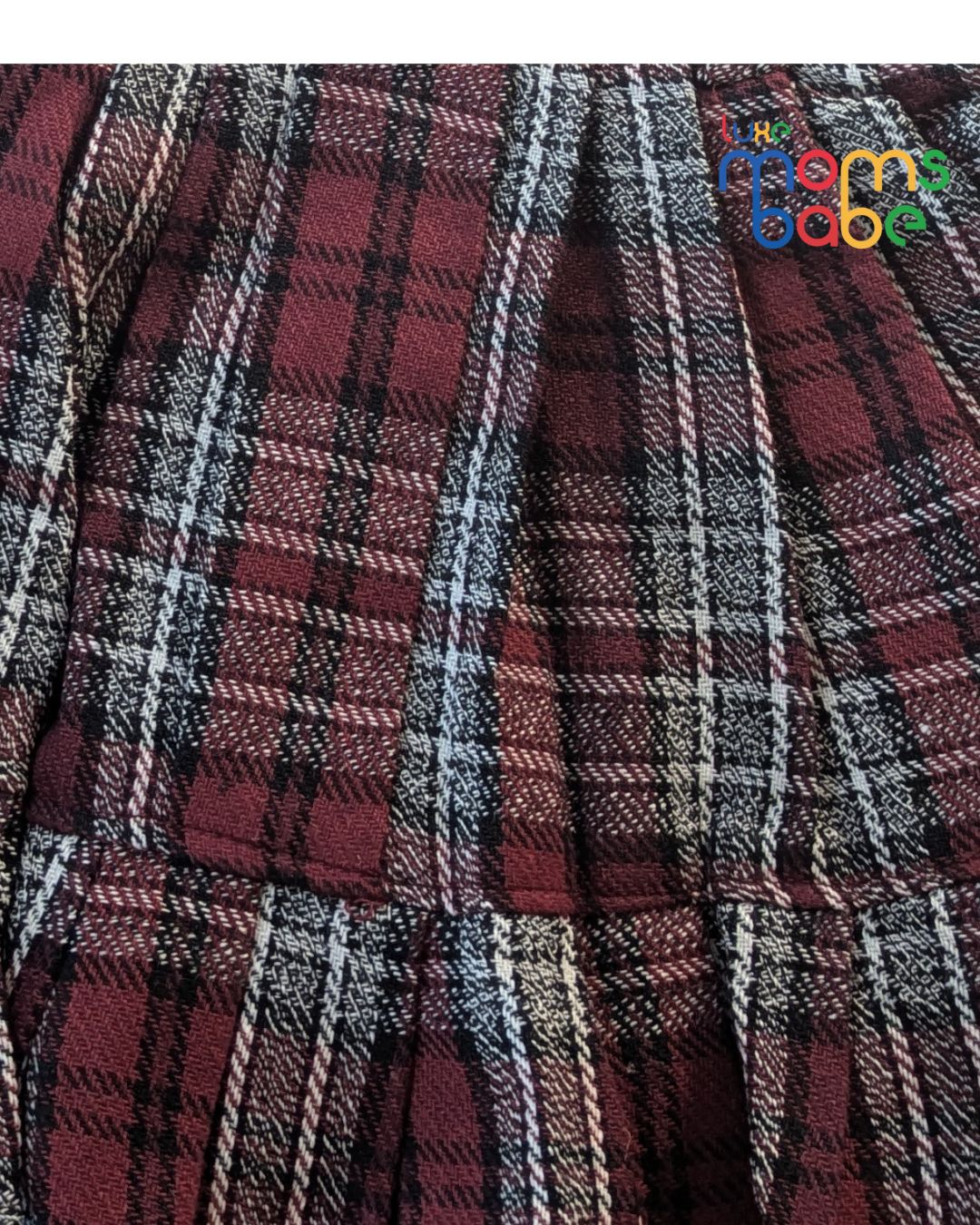 infant girl two piece set – white top & red plaid skirt