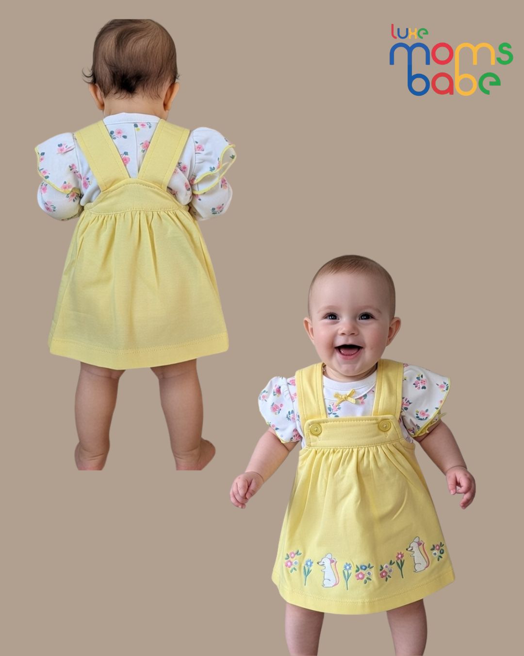 baby girls yellow pinafore dress with printed top baby girls yellow pinafore dress with printed top