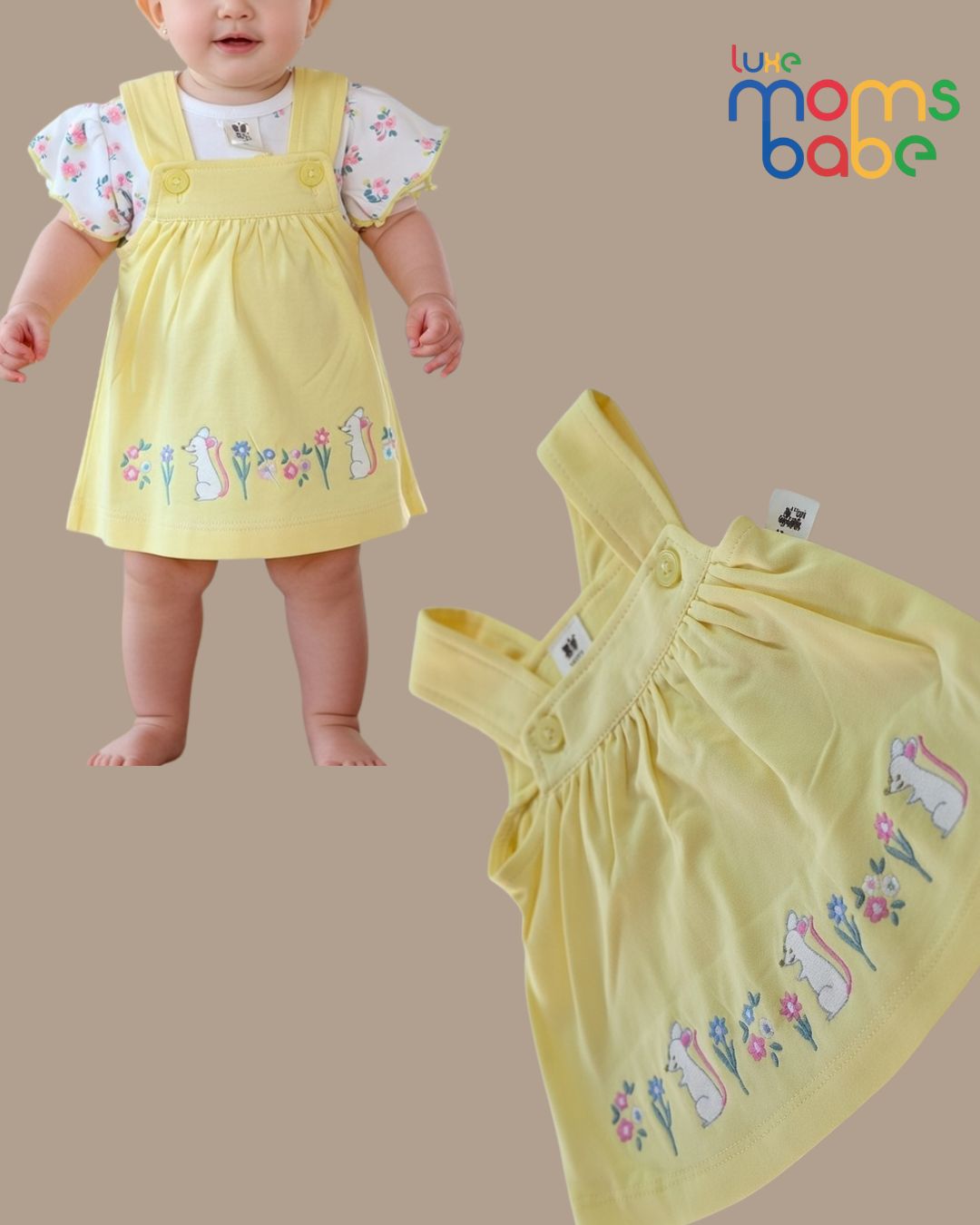 baby girls yellow pinafore dress with printed top baby girls yellow pinafore dress with printed top