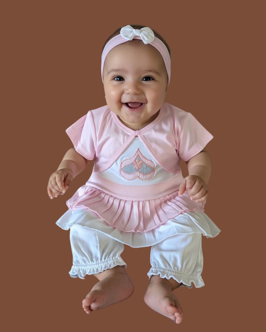 baby girls light pink & white peplum top & pants set baby girls light pink & white peplum top & pants set