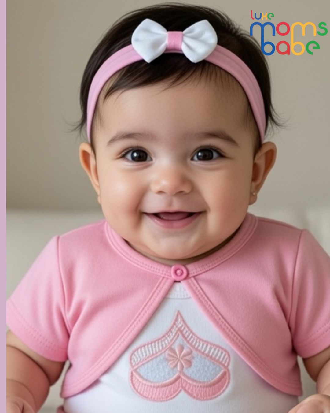 baby girls pink & white peplum top & pants set