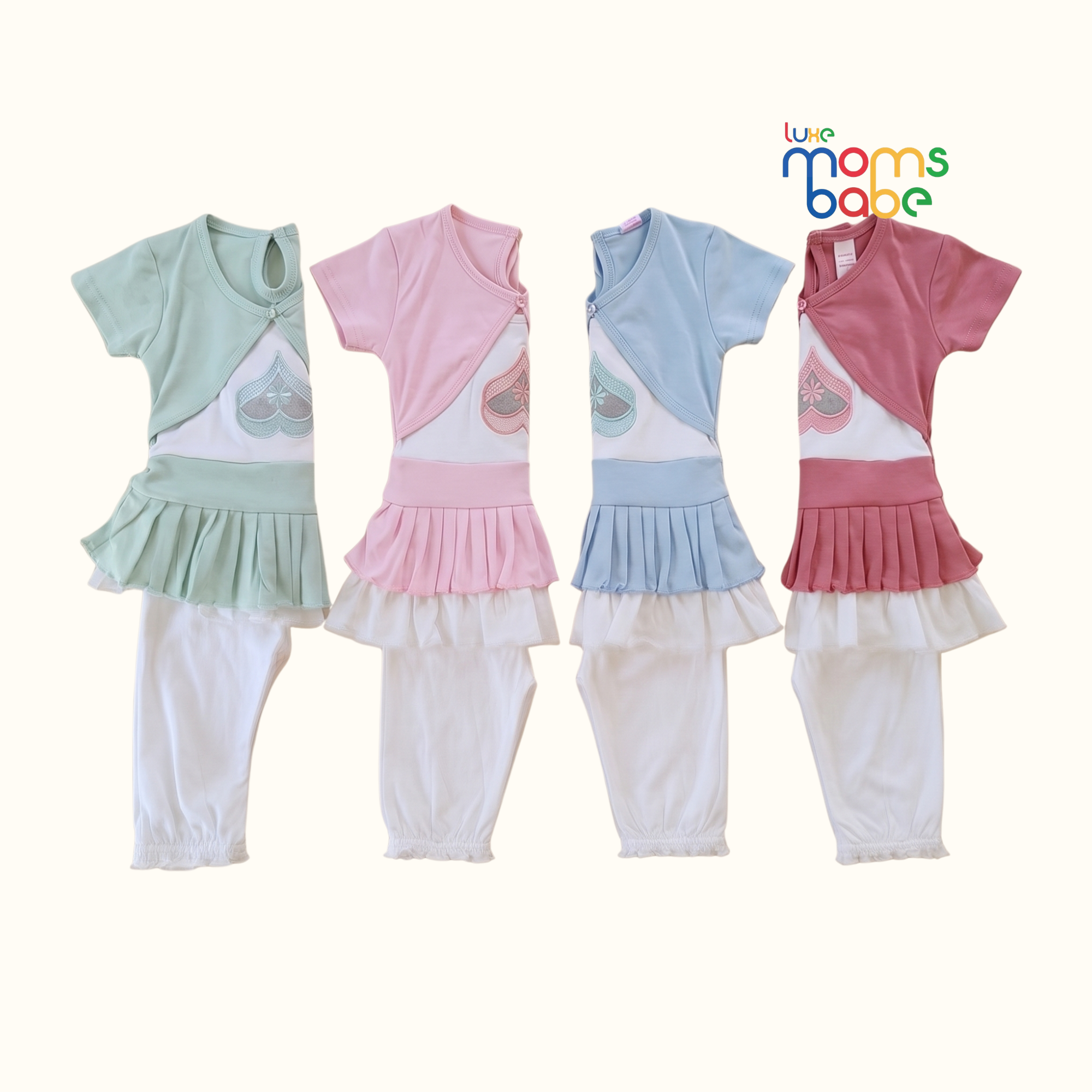 baby girls peplum top & pants set with headband – soft cotton (3–18m)