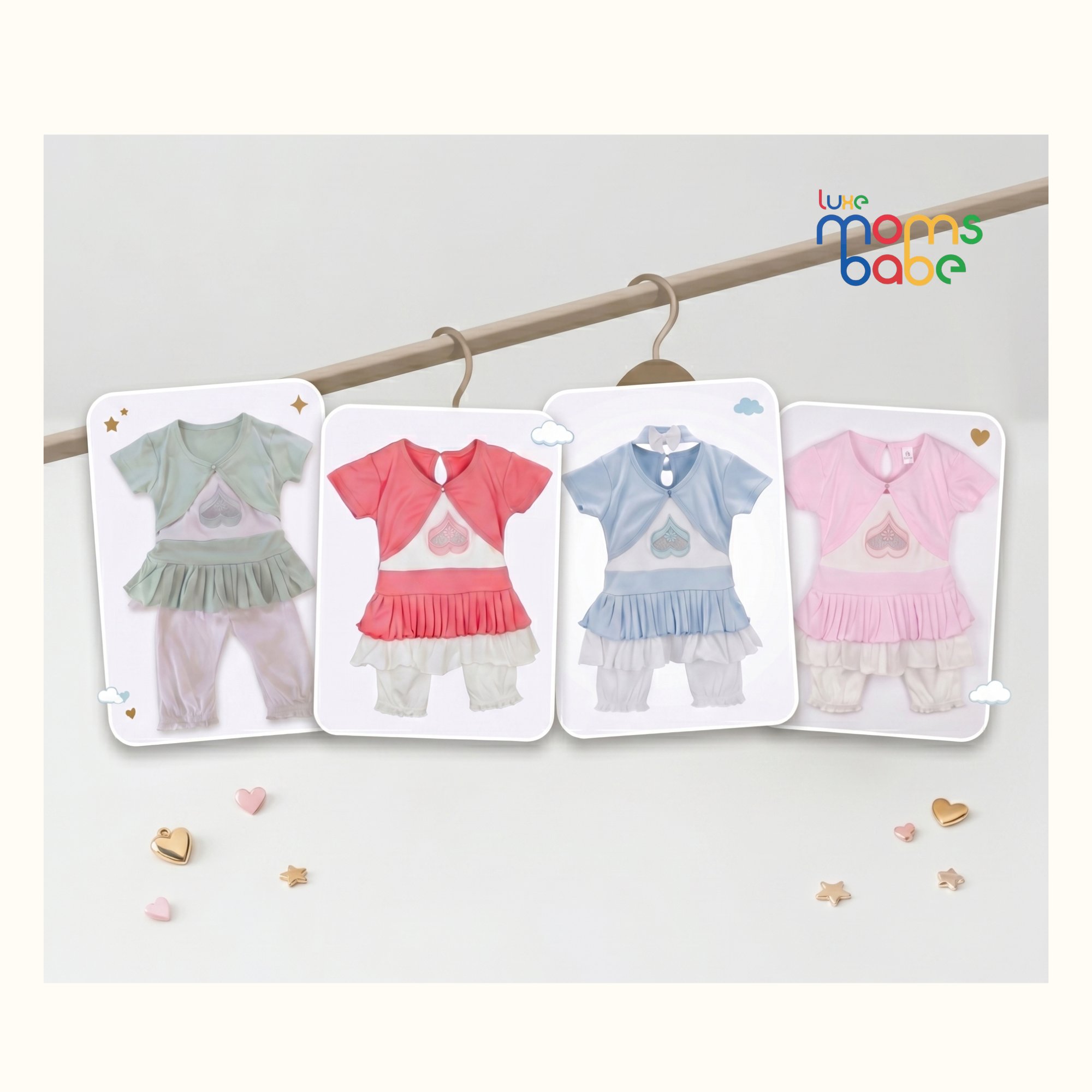 baby girls peplum top & pants set with headband – soft cotton (3–18m)