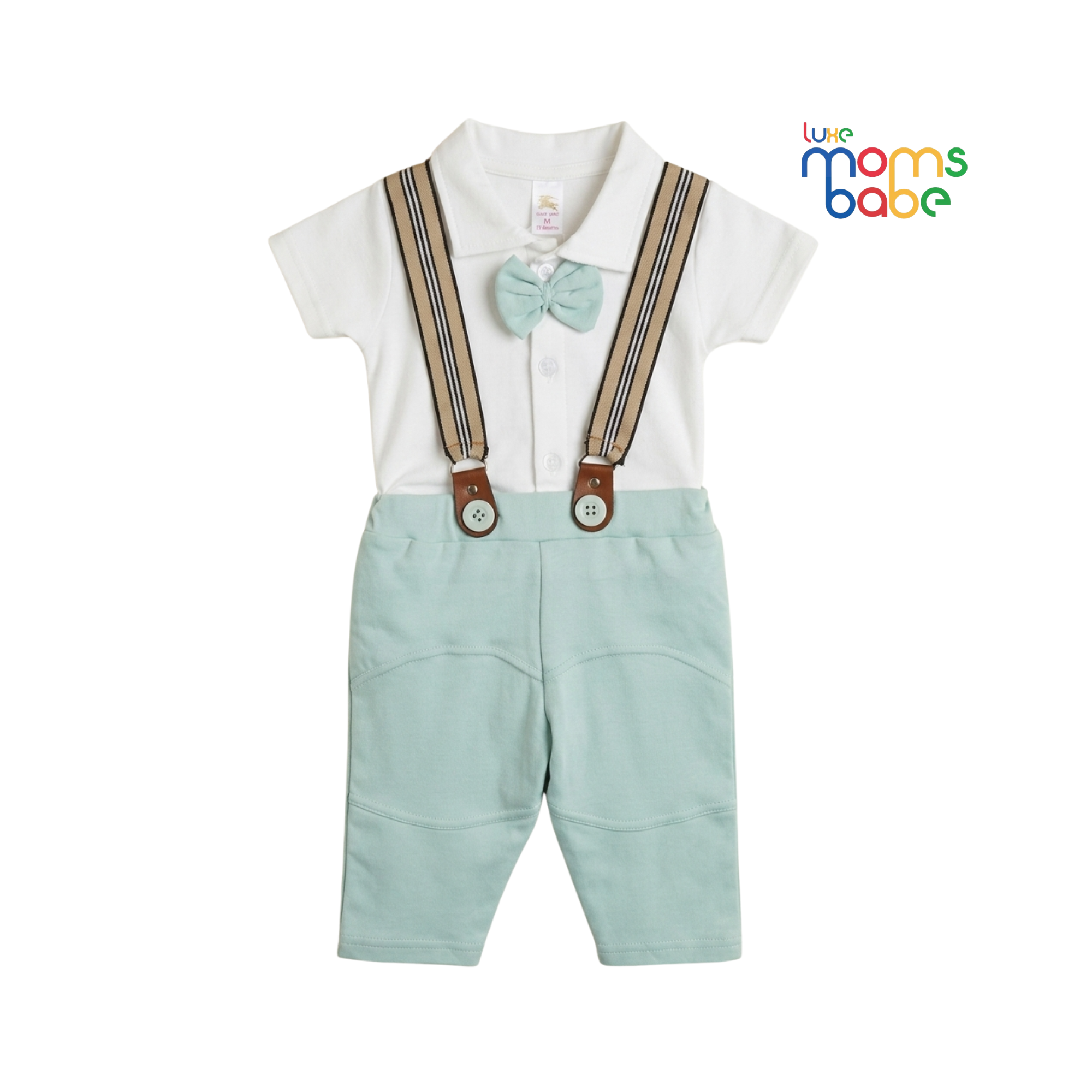 premium cotton baby boy gentleman outfit set – suspender & bow tie | soft & breathable (3m–18m)