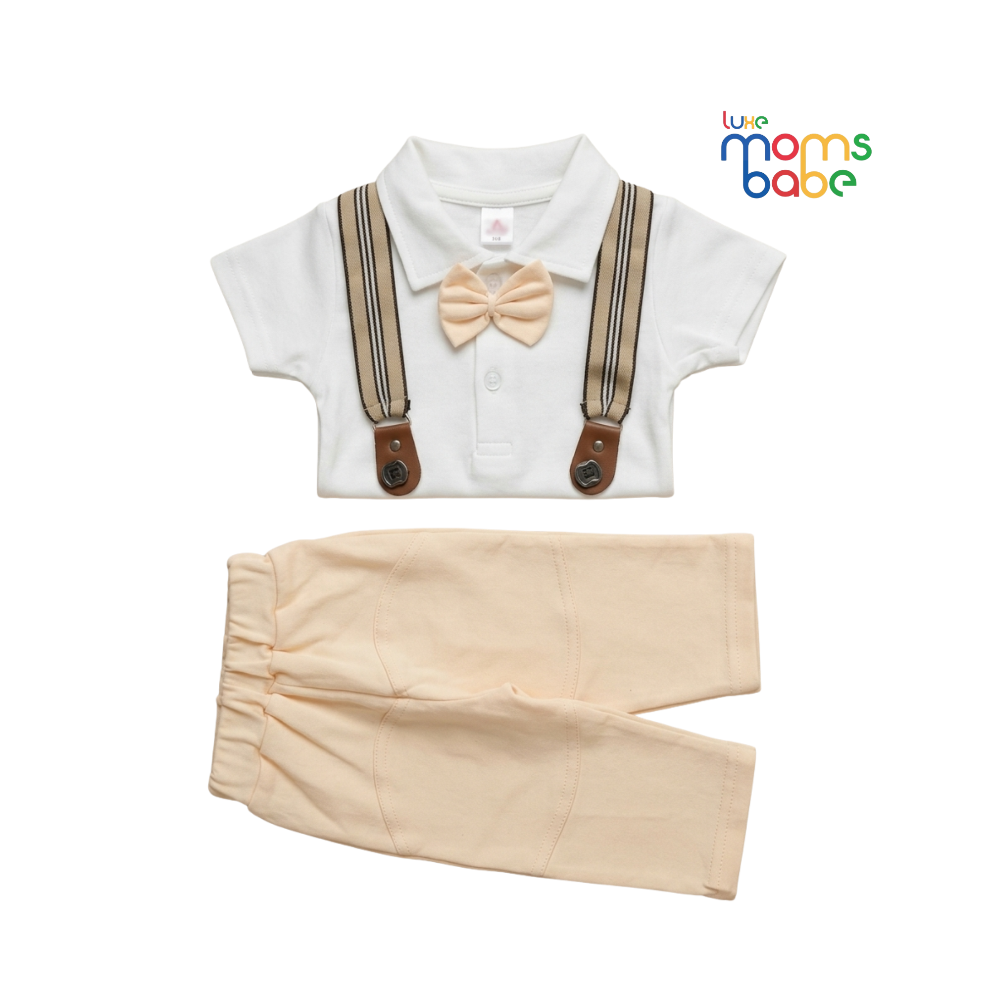 premium cotton baby boy gentleman outfit set – suspender & bow tie | soft & breathable (3m–18m)