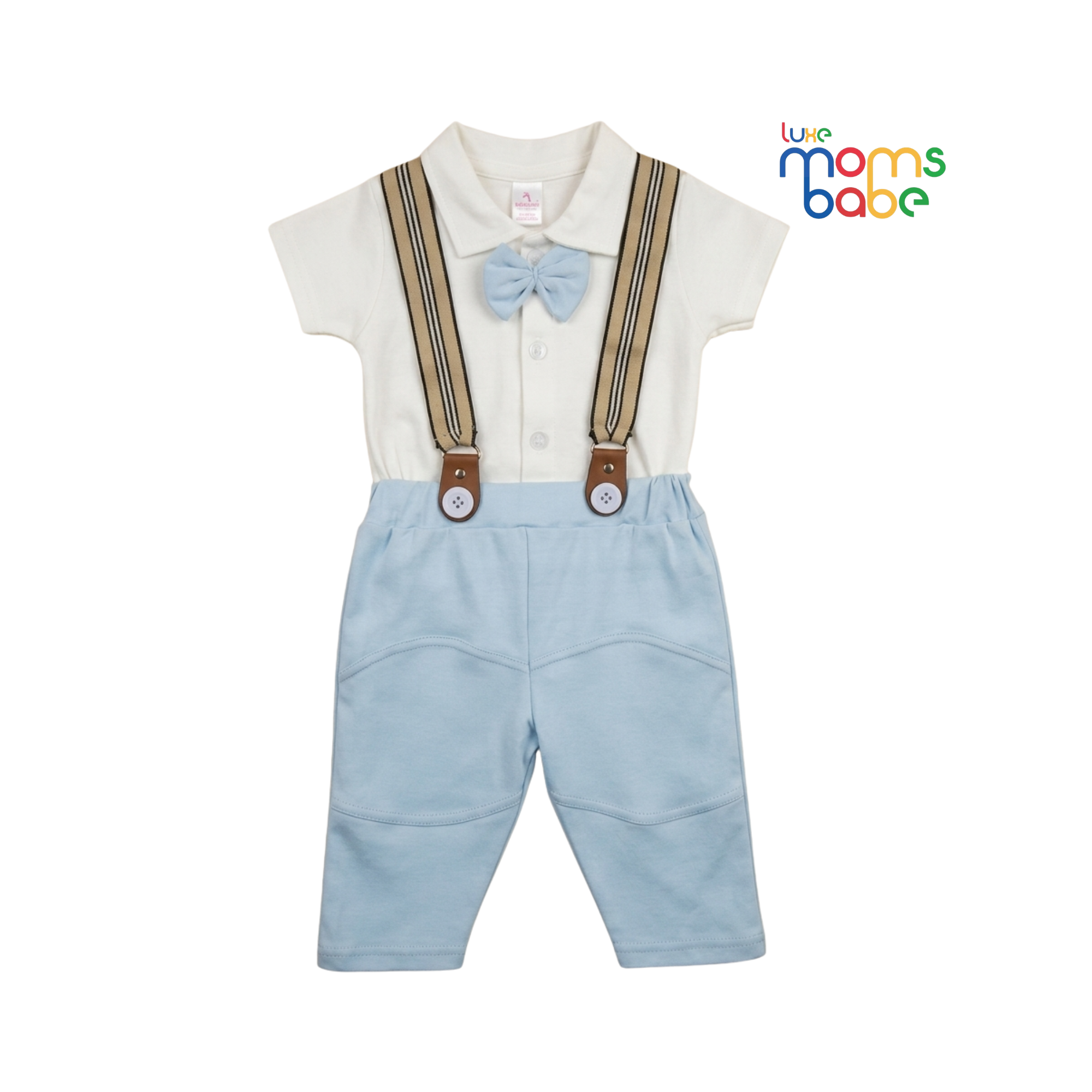 premium cotton baby boy gentleman outfit set – suspender & bow tie | soft & breathable (3m–18m)