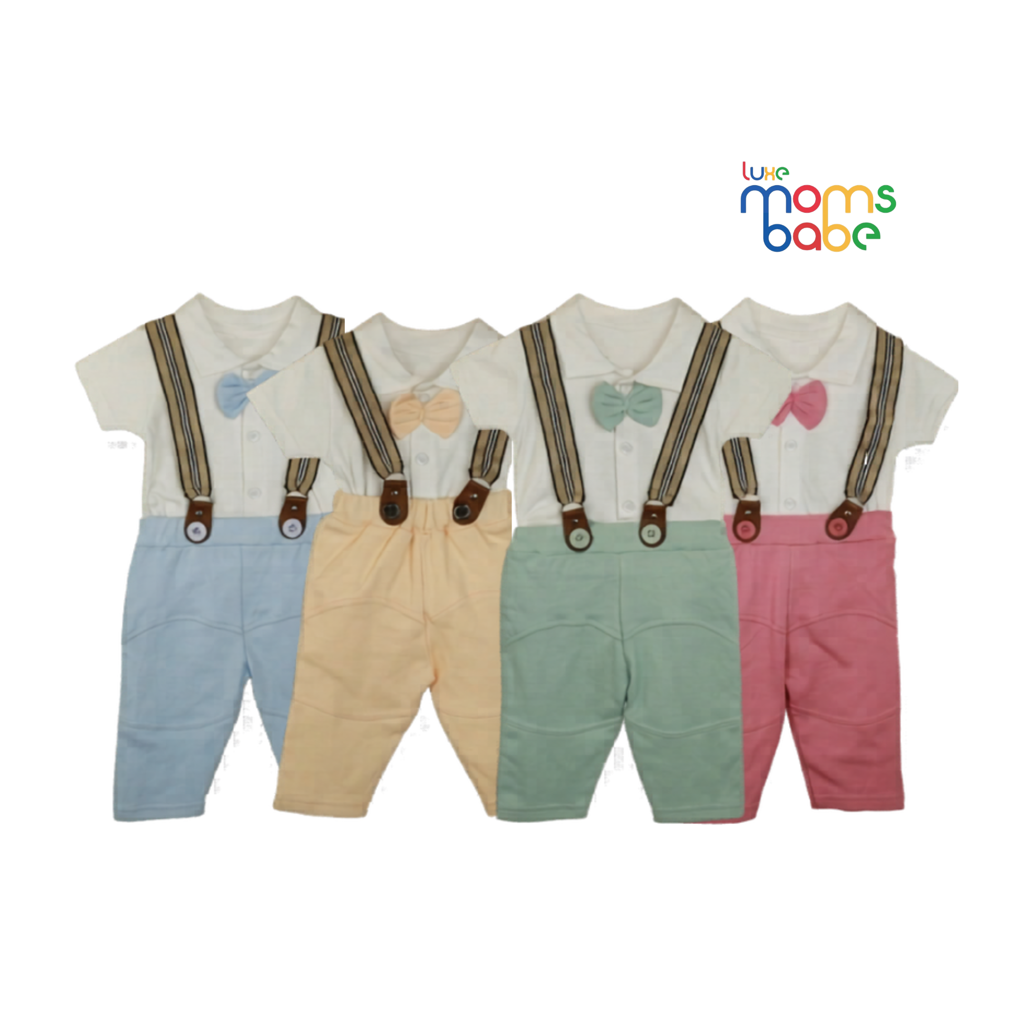 premium cotton baby boy gentleman outfit set – suspender & bow tie | soft & breathable (3m–18m)