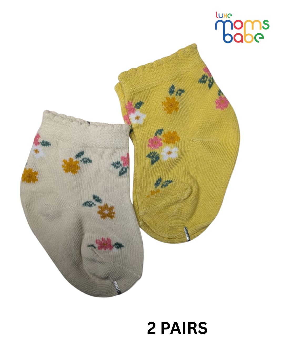 baby socks yellow & cream