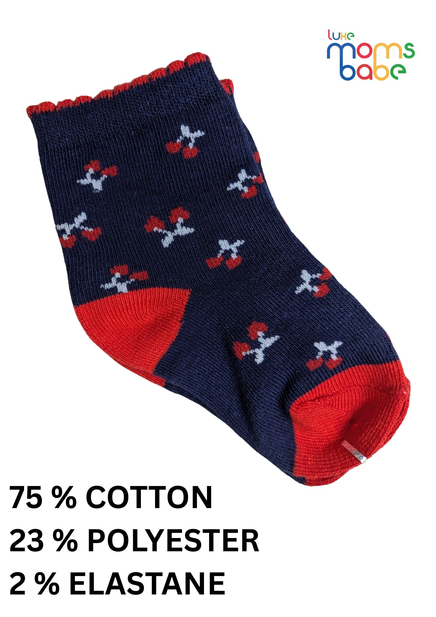 baby socks white & navy blue