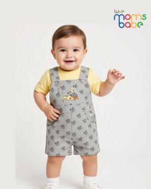 baby boy printed dungaree romper set