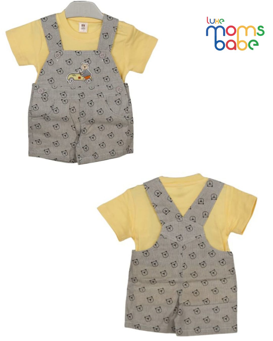 baby boy printed dungaree romper set