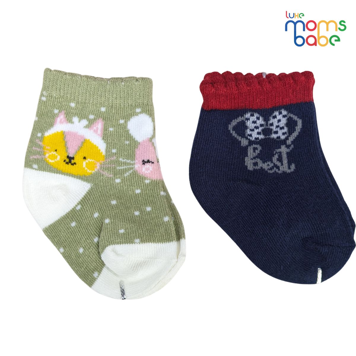 baby socks light green & navy blue