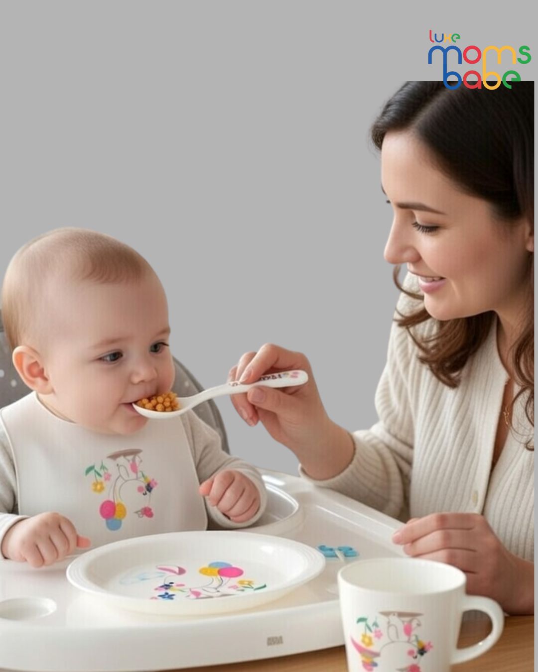 food grade dinner set for children kids divided plate with bowl, cup, spoon & fork.