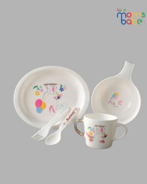 food grade dinner set for children kids divided plate with bowl, cup, spoon & fork.
