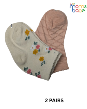 baby socks cream & peach pink