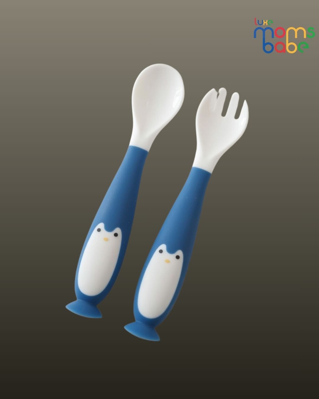 kids silicone blue and white baby fork and spoon set kids silicone blue and white baby fork and spoon set