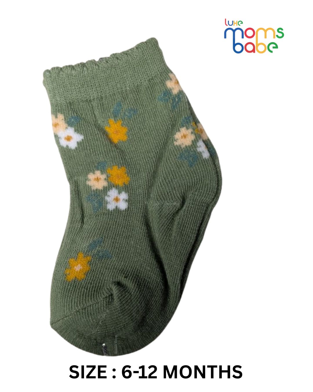 baby socks green & cream