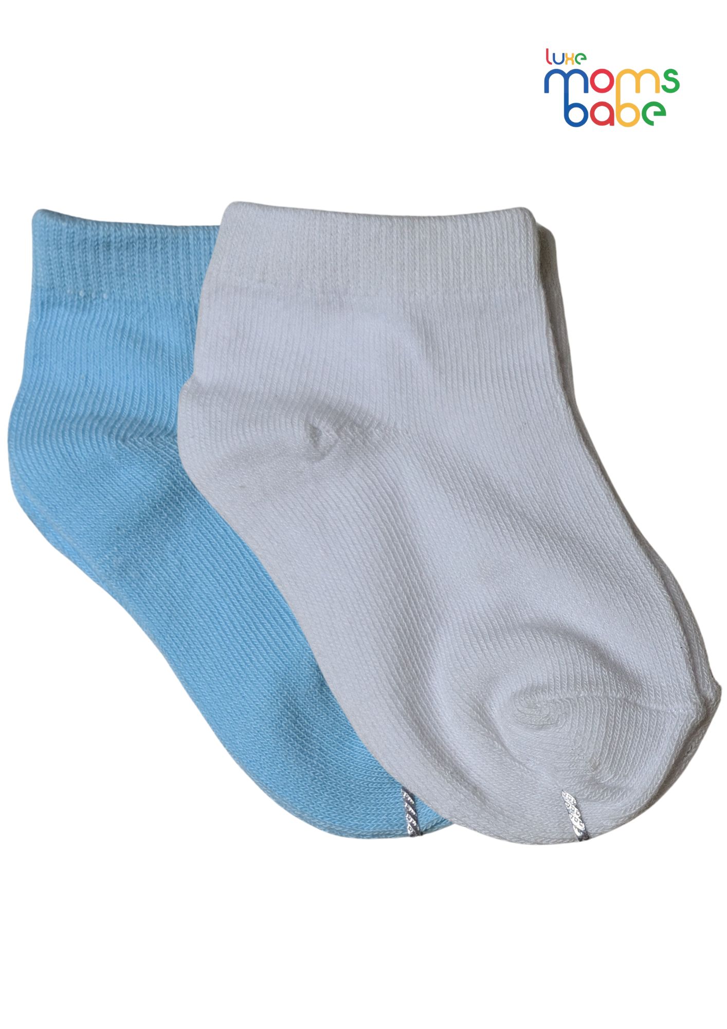 baby socks light blue & white