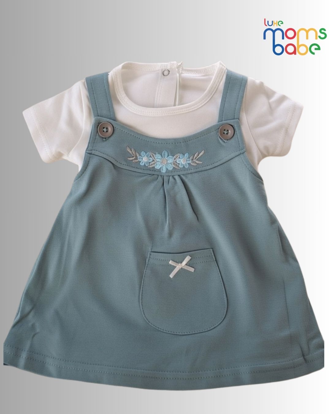 baby girl – blue pinafore dress set with separate white t shirt