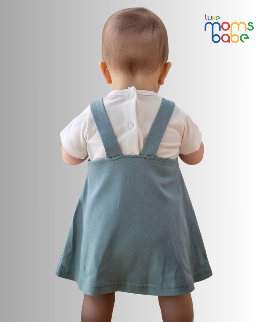baby girl – blue pinafore dress set with separate white t shirt