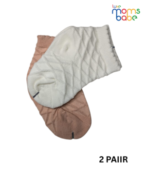 baby socks peach pink & white