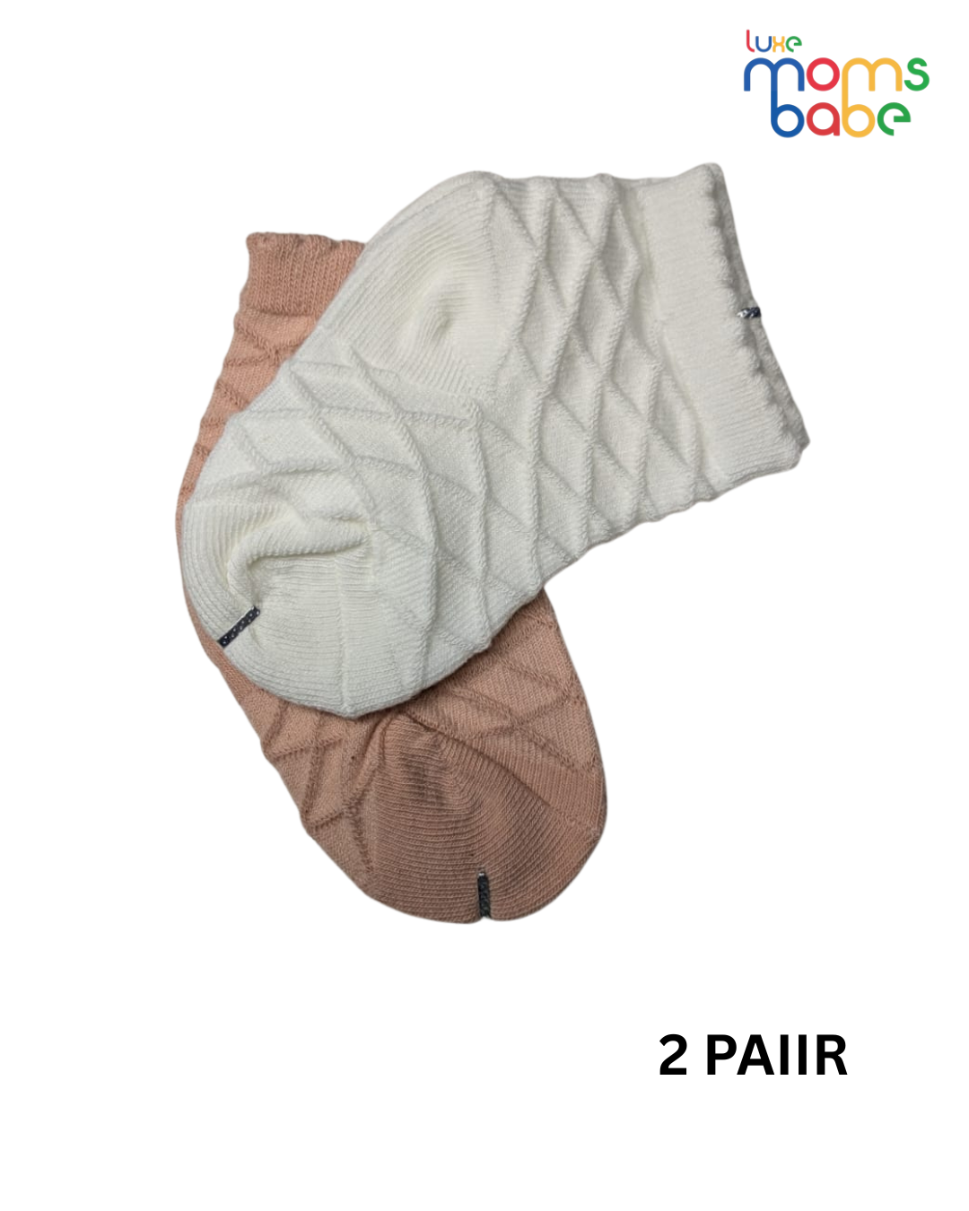 baby socks peach pink & white