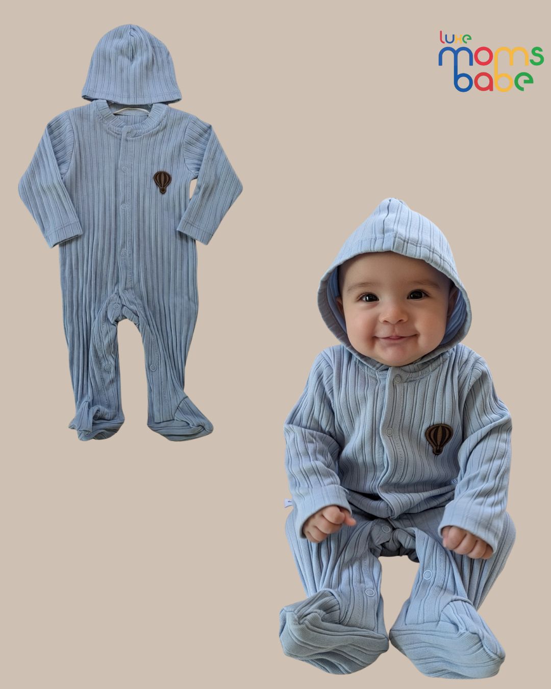 baby's blue footed coverall set (sleepsuit)