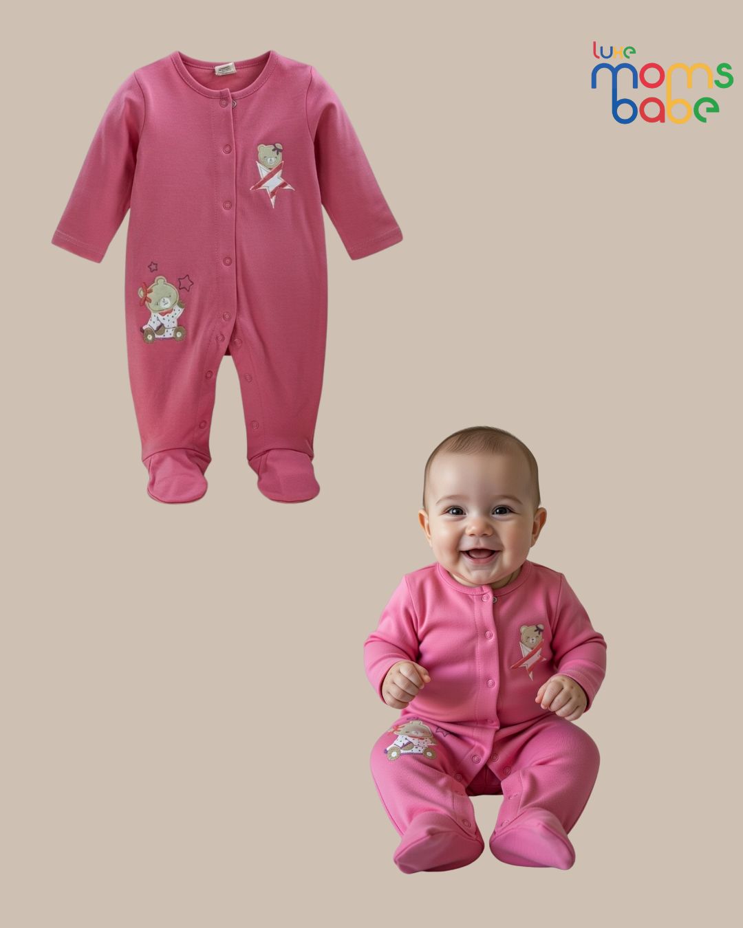 baby's pink footed coverall set (sleepsuit)