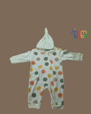 kids’ light green cotton printed full sleeves sleepsuit