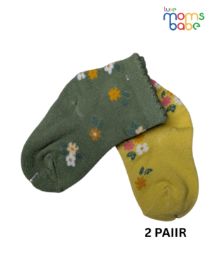 baby sock green & yellow