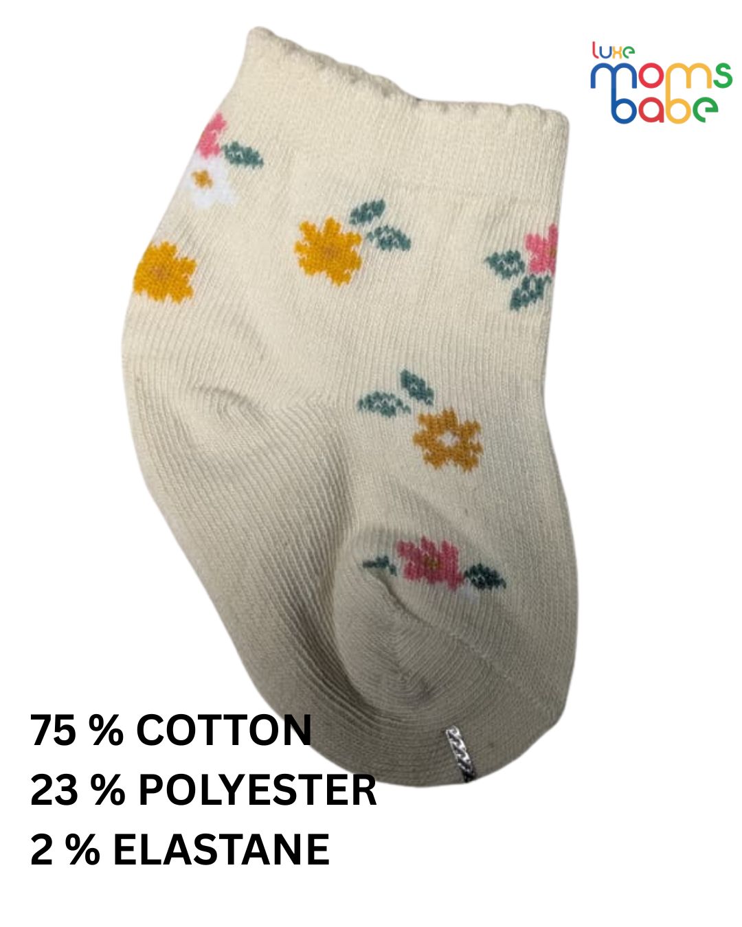 baby socks green & cream